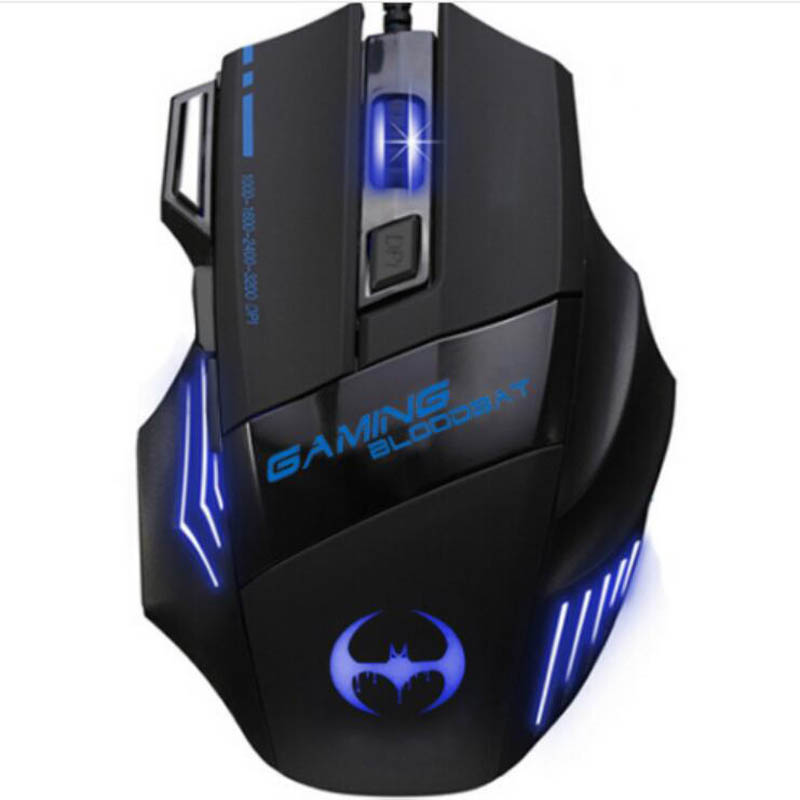 Secluded bat USB wired optical gaming mouse with breathing light the fire button 3200/5500DPI Rainbow for cafe LOL CF